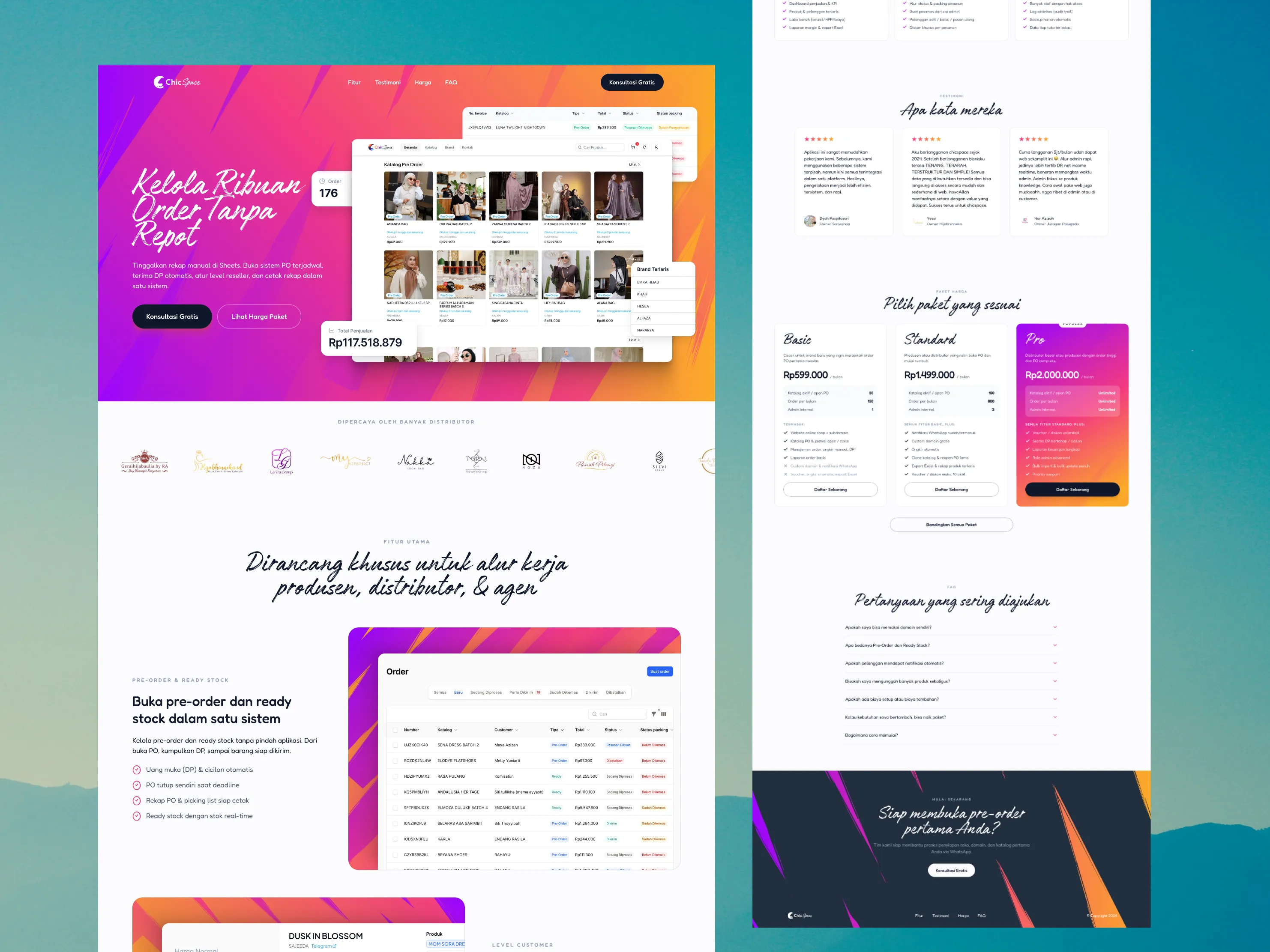 ChicSpace — Commerce SaaS Landing Page for Distributors