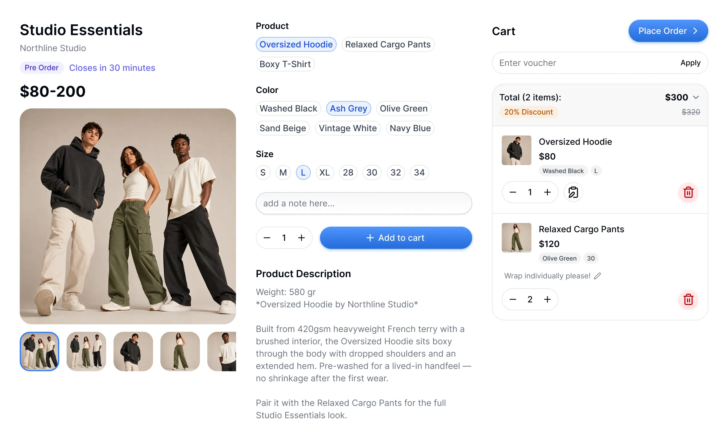 Fashion Marketplace — Product Detail & Cart